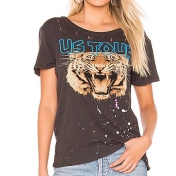 Chaser Tops - New Chaser Tiger US Tour Vintage Black Graphic Tee